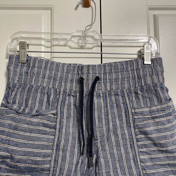 Athleta Shorts Womens 2 Cabo Tide Blue Linen Blend Stripes - Picture 6 of 7
